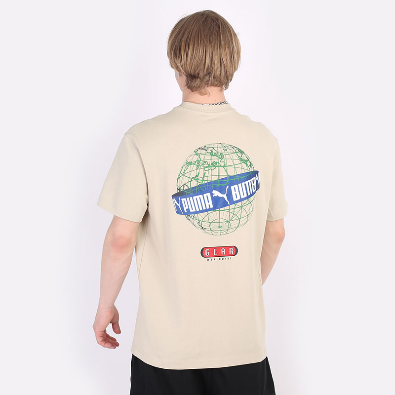 мужская бежевая футболка PUMA x BG Graphic Tee 53405864 - цена, описание, фото 3